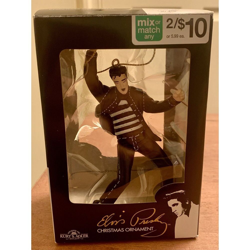 Elvis Presley Kurt S Adler Christmas Ornament Black and White Shirt
